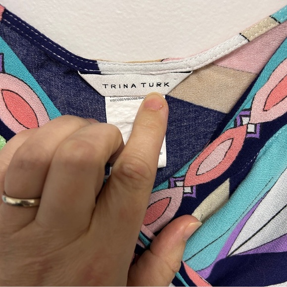 Trina Turk Tank Top Women's Size Medium Off The Shoulder Baby Doll Y2K Boho - Picture 4 of 13